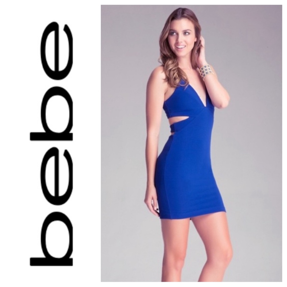 Bebe Sexy Blue Cut-Out Mini Dress Sz: XXS